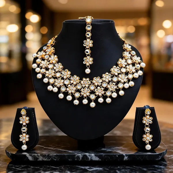 White_And_Gold_Jewellery_Set_Alloy_For_Women_Pack_Of_1