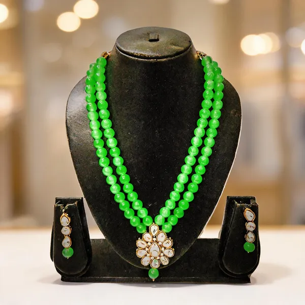 Green_And_White_Jewellery_Set_Alloy_For_Women_Pack_Of_1