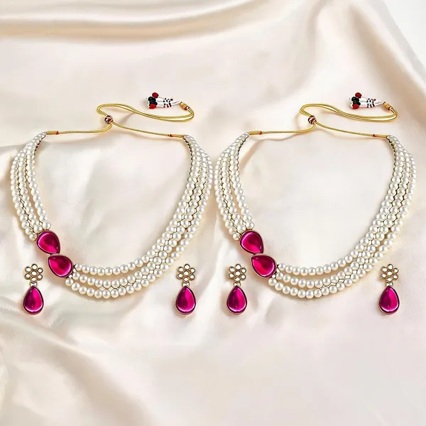 White_And_Pink_Jewellery_Set_Alloy_For_Women_Pack_Of_2