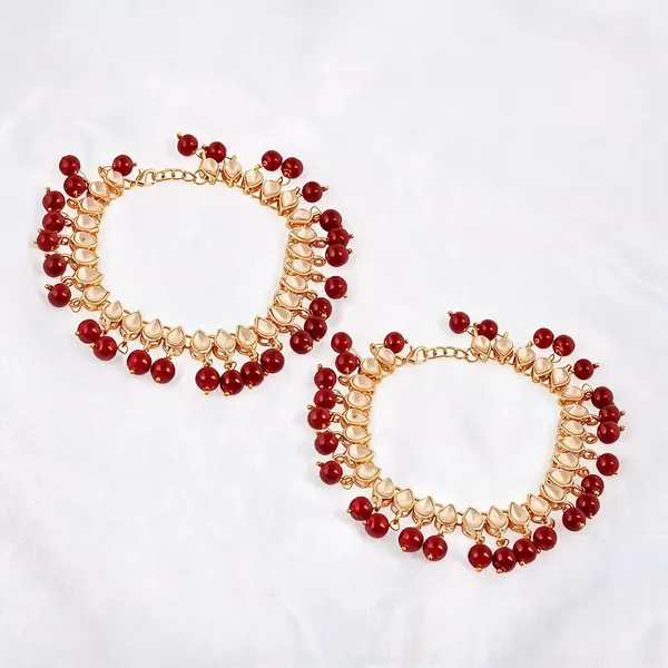 Maroon_And_White_Anklet_Alloy_For_Women_Pack_Of_1