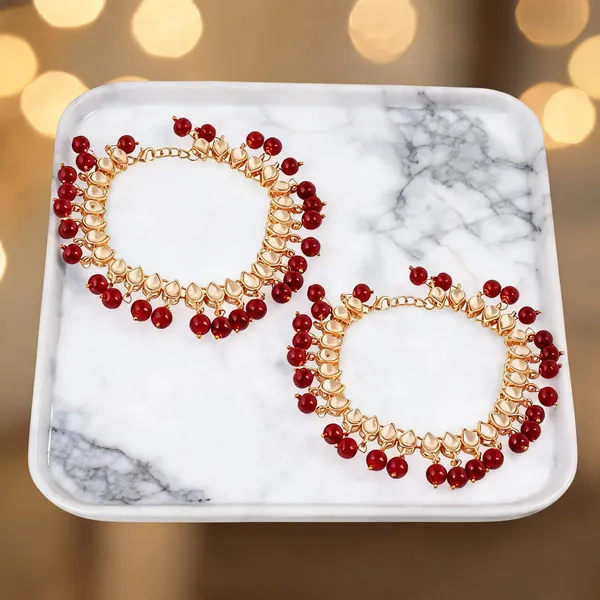 Maroon_And_White_Anklet_Alloy_For_Women_Pack_Of_1