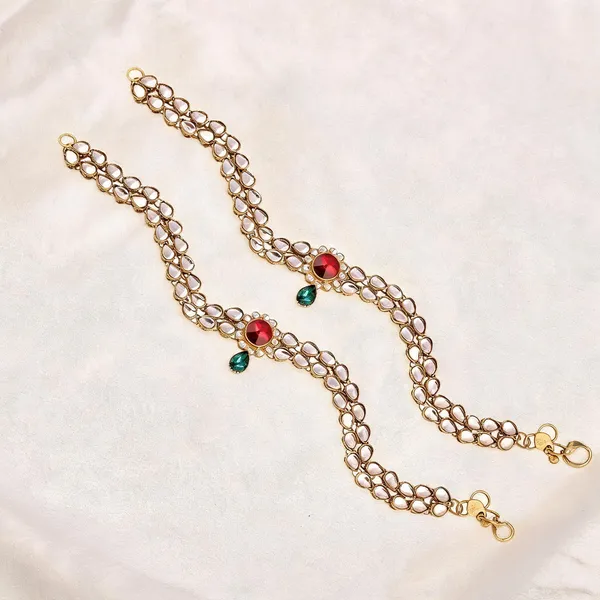 Maroon_And_White_Anklet_Alloy_For_Women_Pack_Of_1