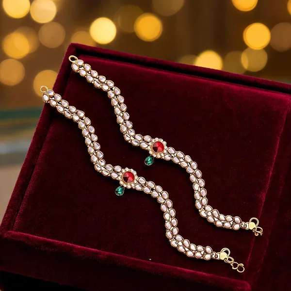 Maroon_And_White_Anklet_Alloy_For_Women_Pack_Of_1