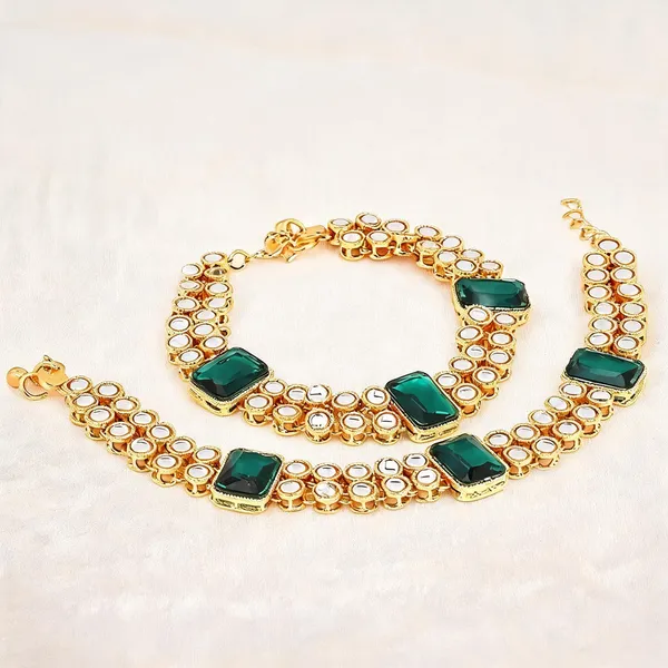 Green_And_White_Anklet_Alloy_For_Women_Pack_Of_1