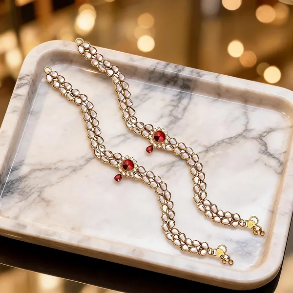 White_And_Red_Anklet_Alloy_For_Women_Pack_Of_1