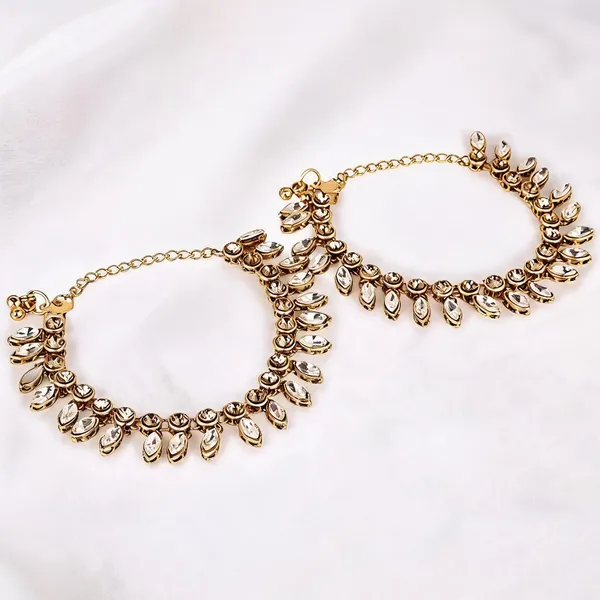 White_And_Gold_Anklet_Alloy_For_Women_Pack_Of_1