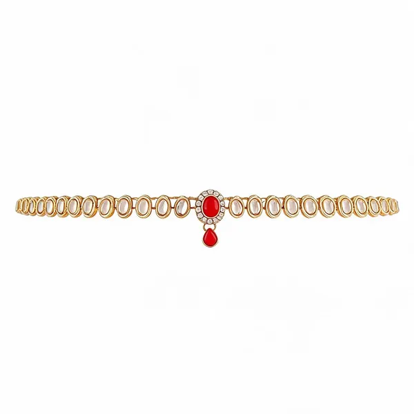 White_And_Red_Anklet_Alloy_For_Women_Pack_Of_1