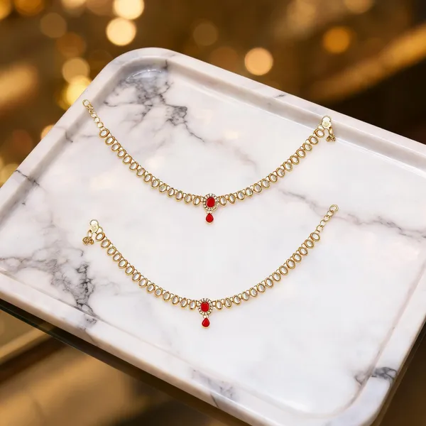 White_And_Red_Anklet_Alloy_For_Women_Pack_Of_1