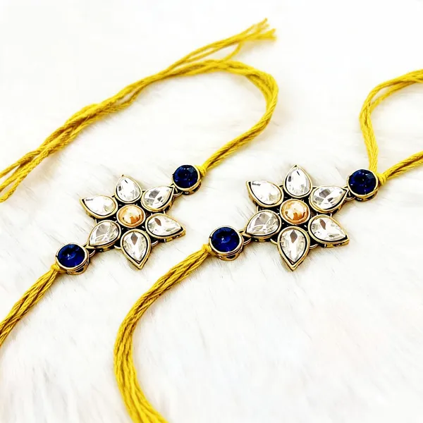 Yellow_And_Gold_Rakhi,_Bracelet_Alloy_For_Women_And_Men_Pack_Of_2