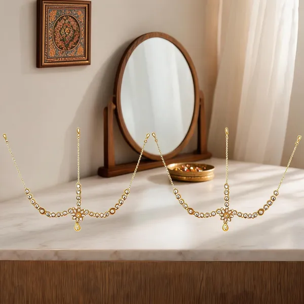 White_And_Gold_Matha_Patti_Alloy_For_Women_Pack_Of_2