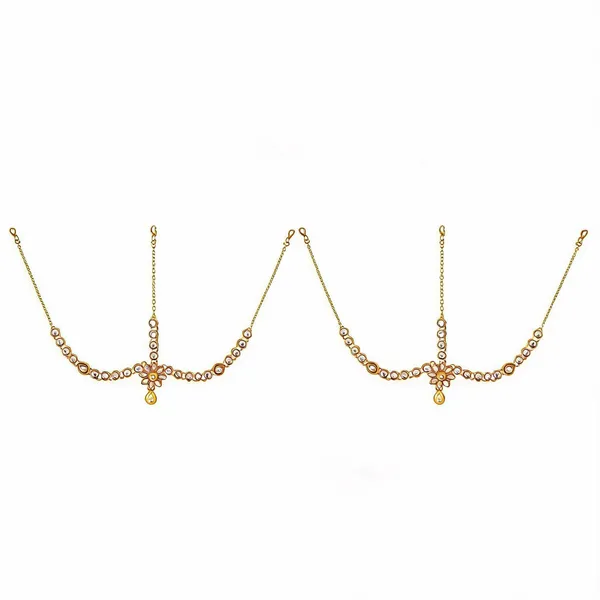 White_And_Gold_Matha_Patti_Alloy_For_Women_Pack_Of_2