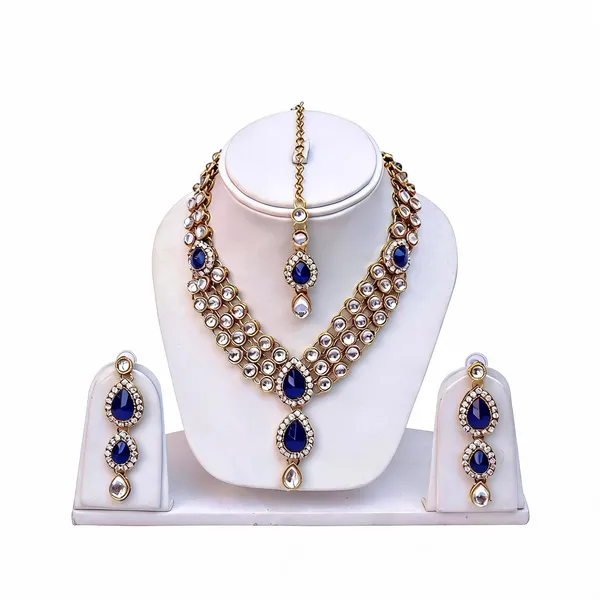 Blue_And_Gold_And_White_Jewellery_Set_Alloy_For_Women_Pack_Of_1