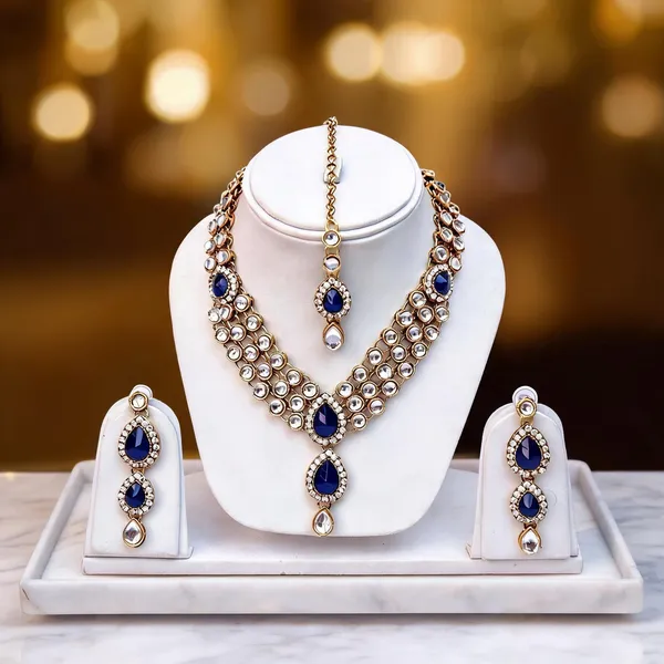Blue_And_Gold_And_White_Jewellery_Set_Alloy_For_Women_Pack_Of_1
