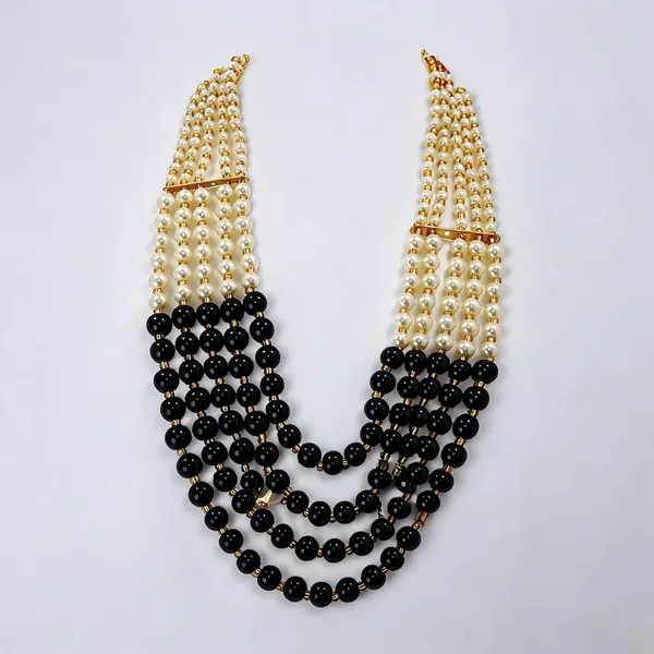 White_And_Black_Layered_Necklace_Alloy_For_Unisex_Pack_Of_1