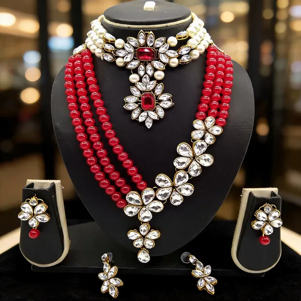 Red_And_White_Jewellery_Set_Alloy_For_Women_Pack_Of_1