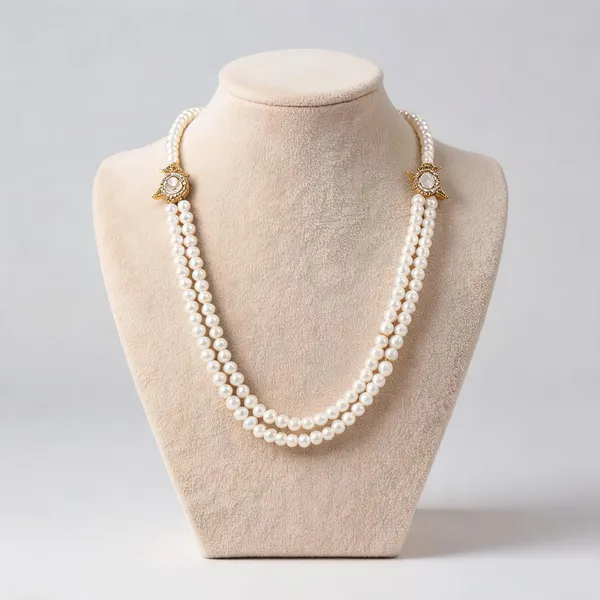 White_Layered_Necklace_Alloy_For_Unisex_Pack_Of_1