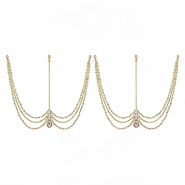 White_And_Gold_Matha_Patti_Alloy_For_Women_Pack_Of_2