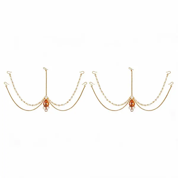 White_And_Gold_Matha_Patti_Alloy_For_Women_Pack_Of_2