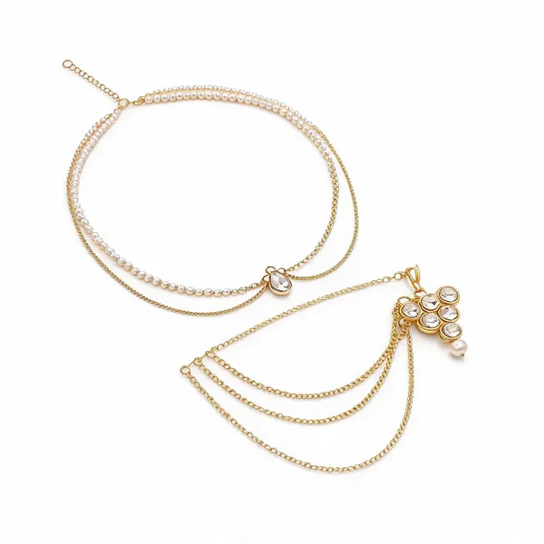 White_And_Gold_Matha_Patti_Alloy_For_Women_Pack_Of_1