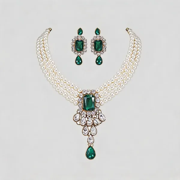 White_And_Green_Jewellery_Set_Alloy_For_Women_Pack_Of_1