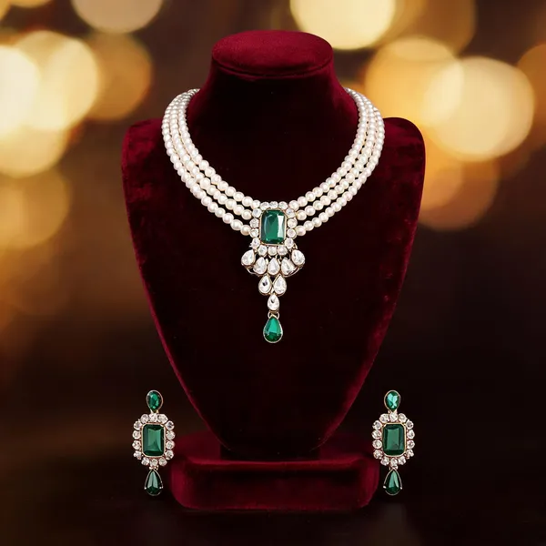 White_And_Green_Jewellery_Set_Alloy_For_Women_Pack_Of_1