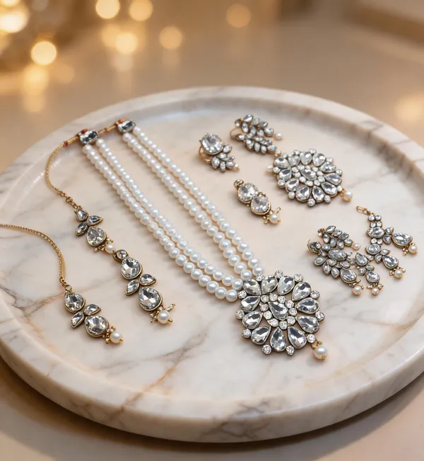 White_Jewellery_Set_Alloy_For_Women_Pack_Of_1
