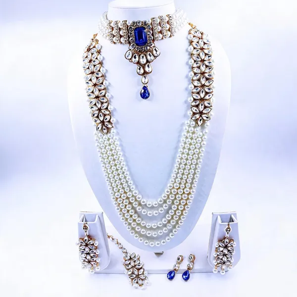 Blue_And_White_Jewellery_Set_Alloy_For_Women_Pack_Of_1