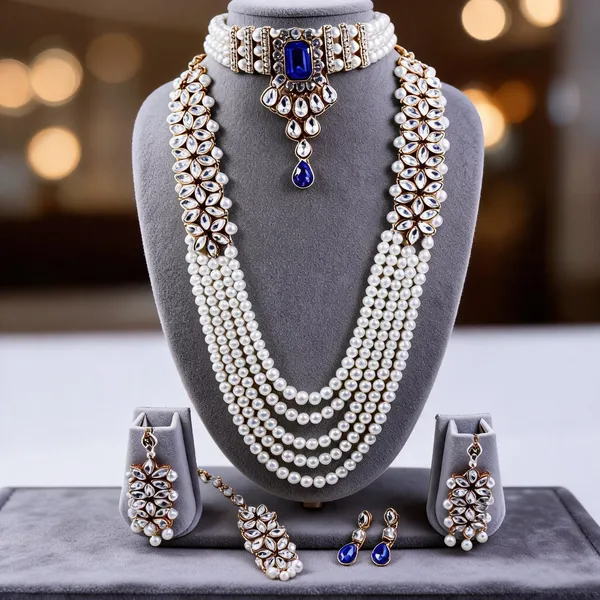 Blue_And_White_Jewellery_Set_Alloy_For_Women_Pack_Of_1