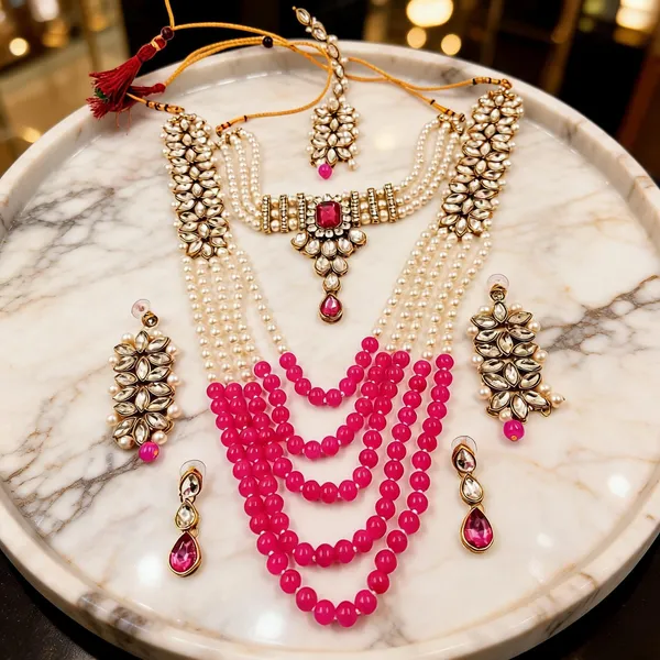 Pink_And_White_Jewellery_Set_Alloy_For_Women_Pack_Of_1