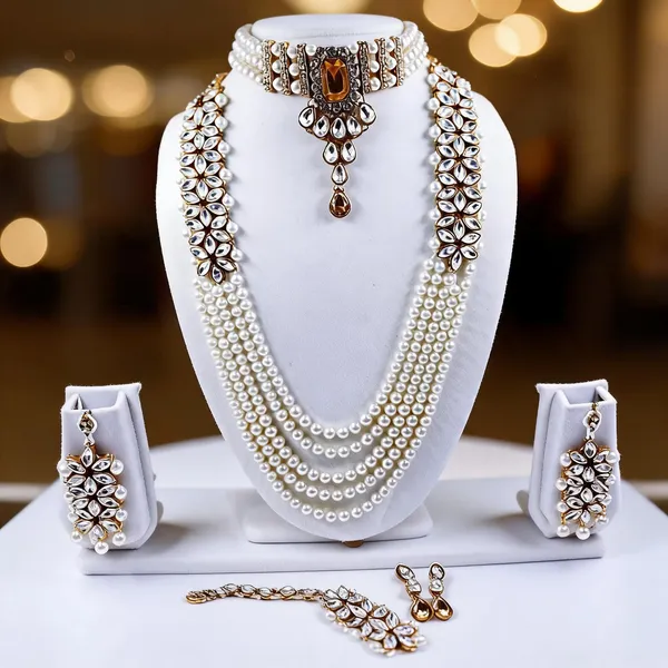 Gold_And_White_Jewellery_Set_Alloy_For_Women_Pack_Of_1