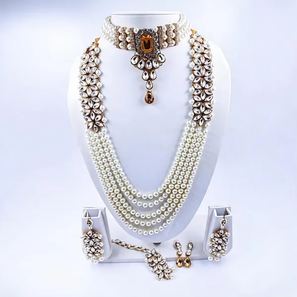 Gold_And_White_Jewellery_Set_Alloy_For_Women_Pack_Of_1