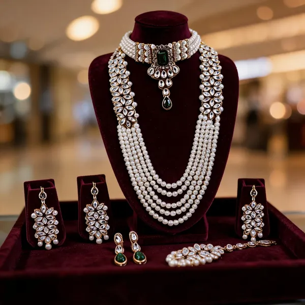 Green_And_White_Jewellery_Set_Alloy_For_Women_Pack_Of_1