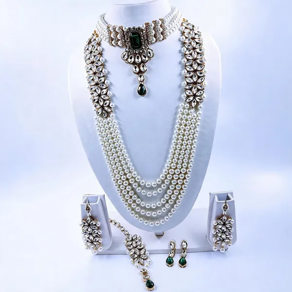 Green_And_White_Jewellery_Set_Alloy_For_Women_Pack_Of_1