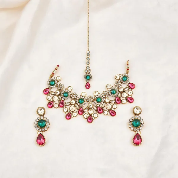Pink_And_Green_Jewellery_Set_Alloy_For_Women_Pack_Of_1
