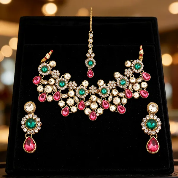 Pink_And_Green_Jewellery_Set_Alloy_For_Women_Pack_Of_1