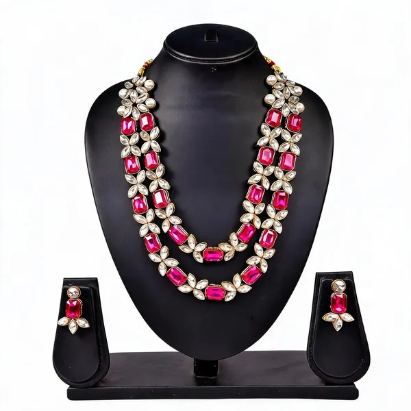 Pink_And_Silver_Jewellery_Set_Alloy_For_Women_Pack_Of_1