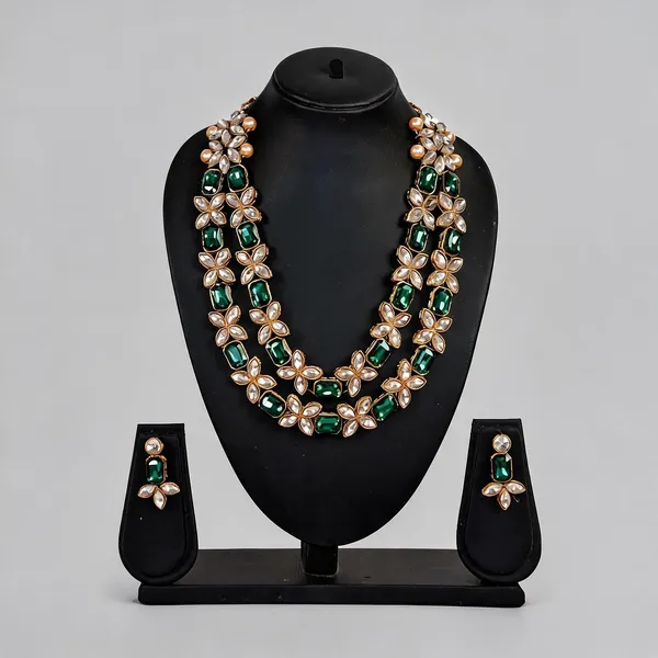 Green_And_Silver_Jewellery_Set_Alloy_For_Women_Pack_Of_1