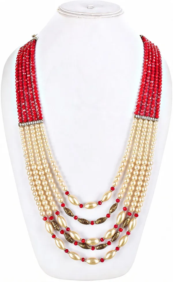 Red_And_White_Layered_Necklace_Alloy_For_Unisex_Pack_Of_1
