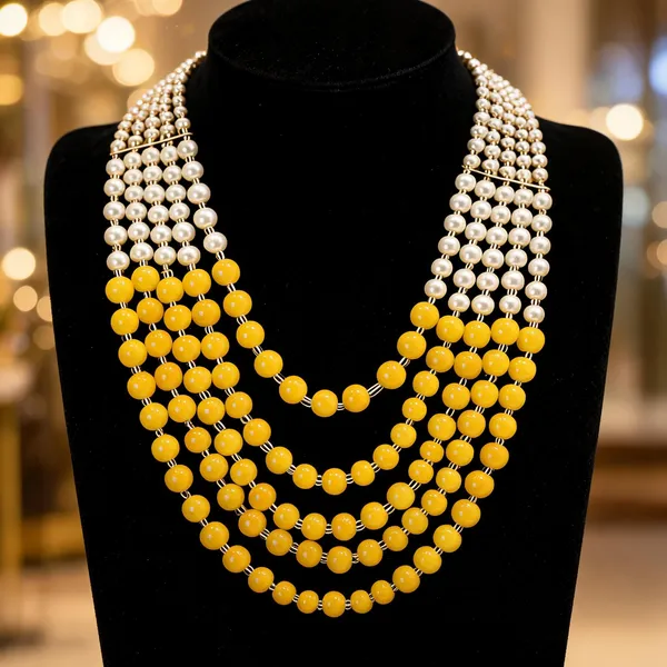 White_And_Yellow_Layered_Necklace_Alloy_For_Unisex_Pack_Of_1