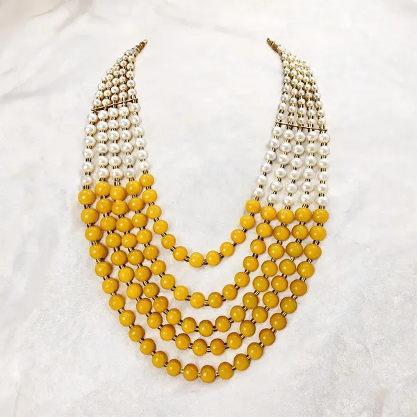 White_And_Yellow_Layered_Necklace_Alloy_For_Unisex_Pack_Of_1
