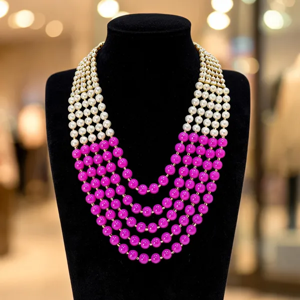 White_And_Purple_Layered_Necklace_Alloy_For_Unisex_Pack_Of_1