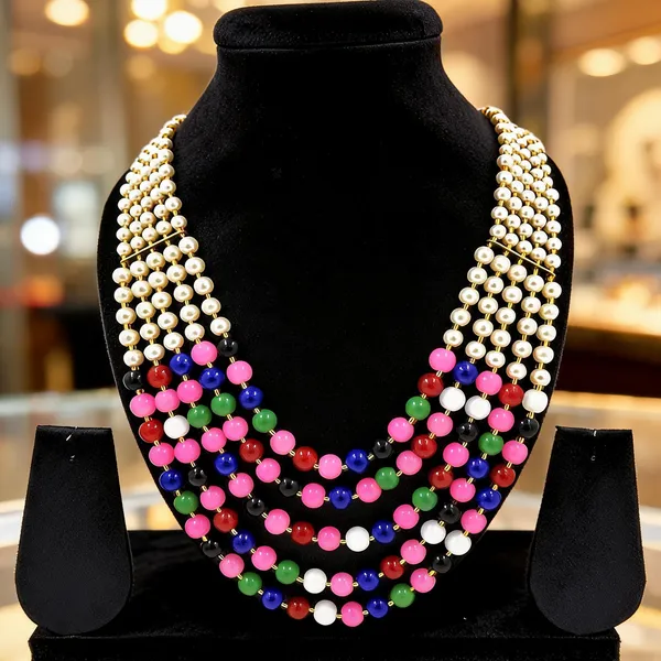 White_And_Multicolor_Layered_Necklace_Alloy_For_Unisex_Pack_Of_1
