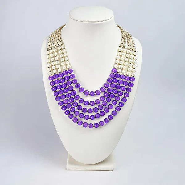 White_And_Purple_Layered_Necklace_Alloy_For_Unisex_Pack_Of_1