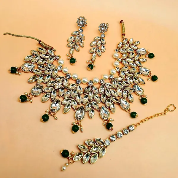 Green_And_White_Jewellery_Set_Alloy_For_Women_Pack_Of_1