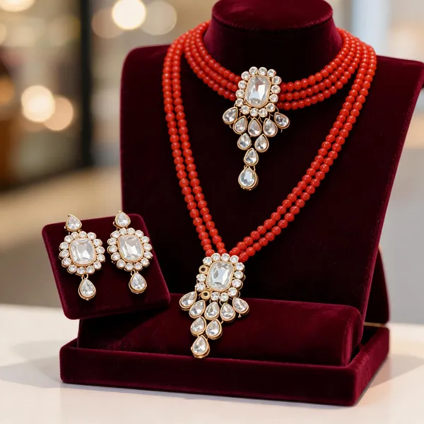Orange_And_White_Jewellery_Set_Alloy_For_Women_Pack_Of_1