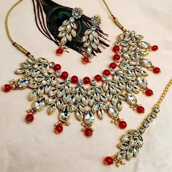 Red_And_White_Jewellery_Set_Alloy_For_Women_Pack_Of_1