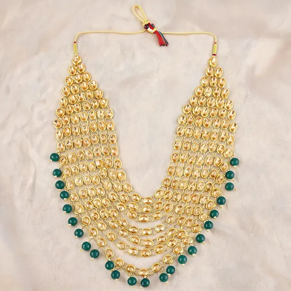 Green_And_Gold_Layered_Necklace_Alloy_For_Unisex_Pack_Of_1
