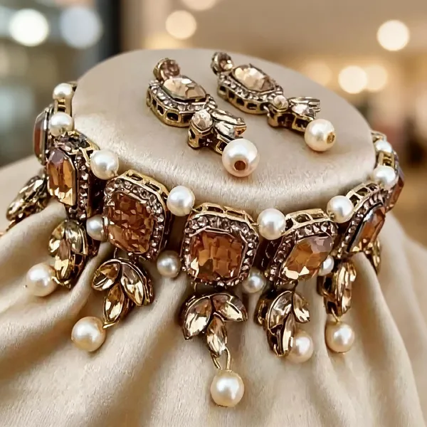 Gold_And_White_Jewellery_Set_Alloy_For_Women_Pack_Of_1