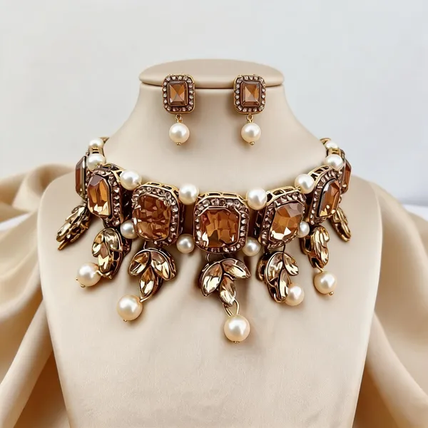 Gold_And_White_Jewellery_Set_Alloy_For_Women_Pack_Of_1
