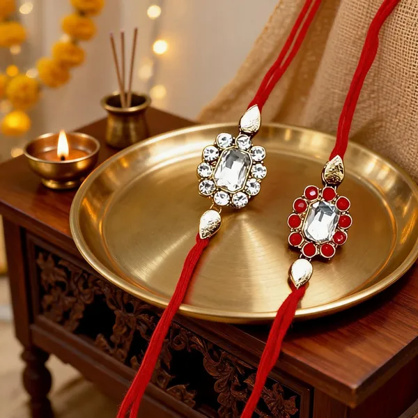 White_And_Red_Rakhi_Alloy_For_Brother_And_Sister-In-Law_Pack_Of_2